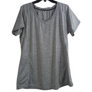 X Game Time Gray Short Sleeve V-Neck Polyester Spandex Shirt Plus Size 3X